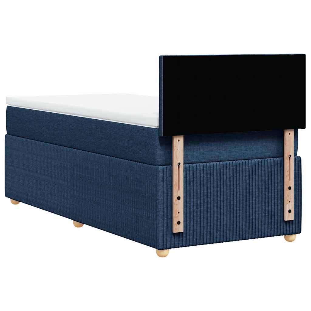 Krevet s oprugama i madracem plavi 100 x 200 cm od tkanine