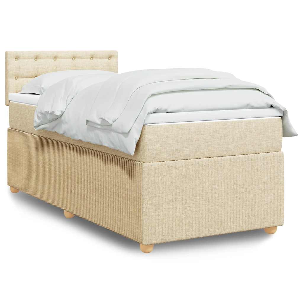 Krevet s oprugama i madracem krem 100 x 200 cm od tkanine