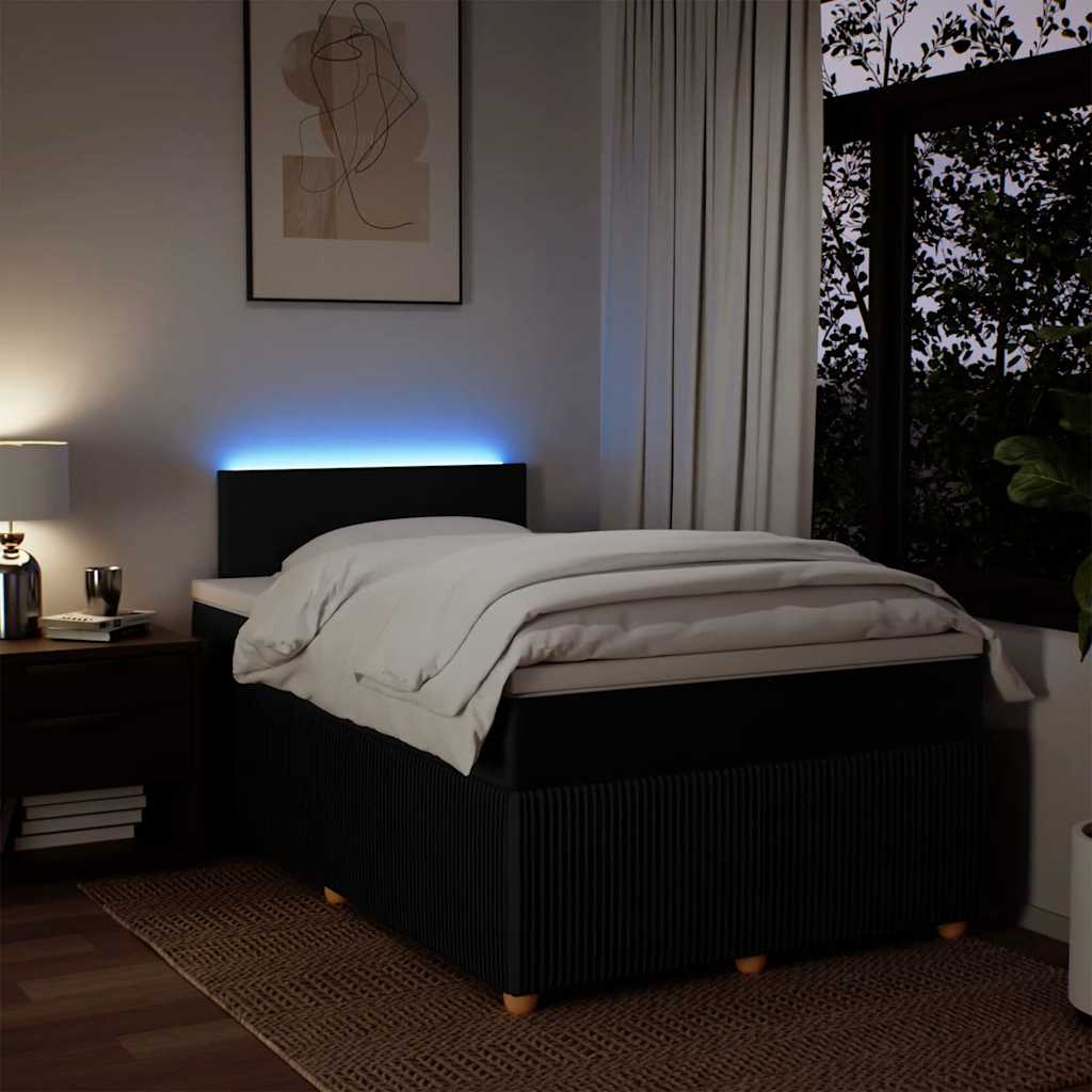 Krevet box spring s madracem crni 120 x 190 cm od tkanine