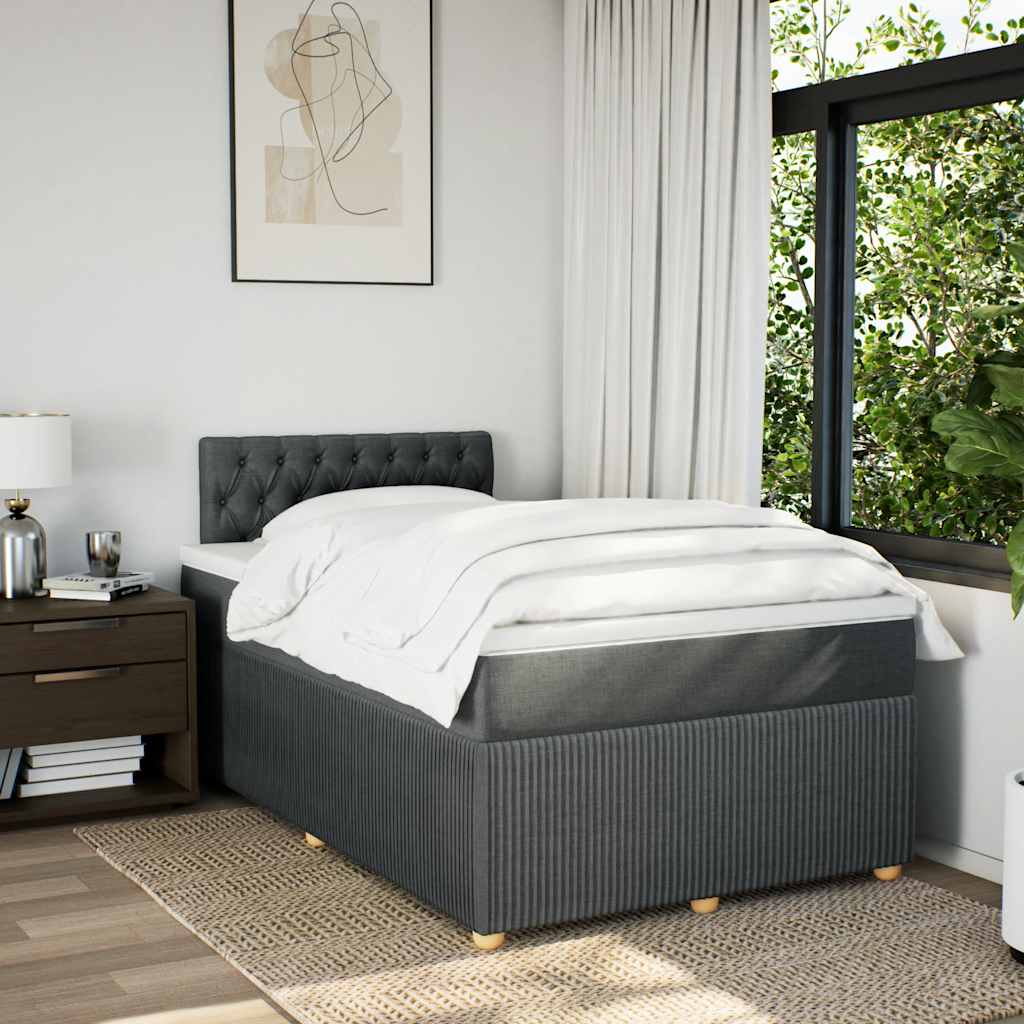 Krevet box spring s madracem tamnosivi 120 x 190 cm tkanina