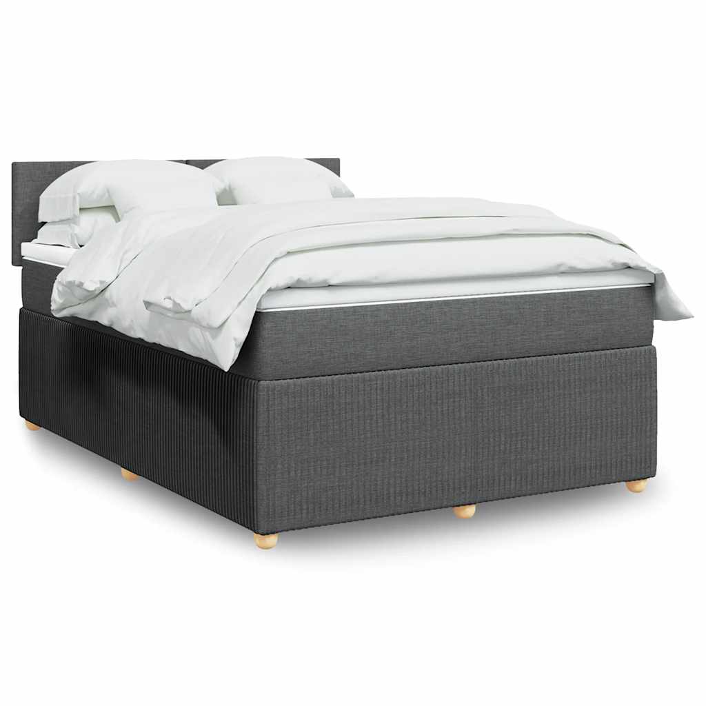 Krevet s oprugama i madracem tamnosivi 140x190 cm od tkanine