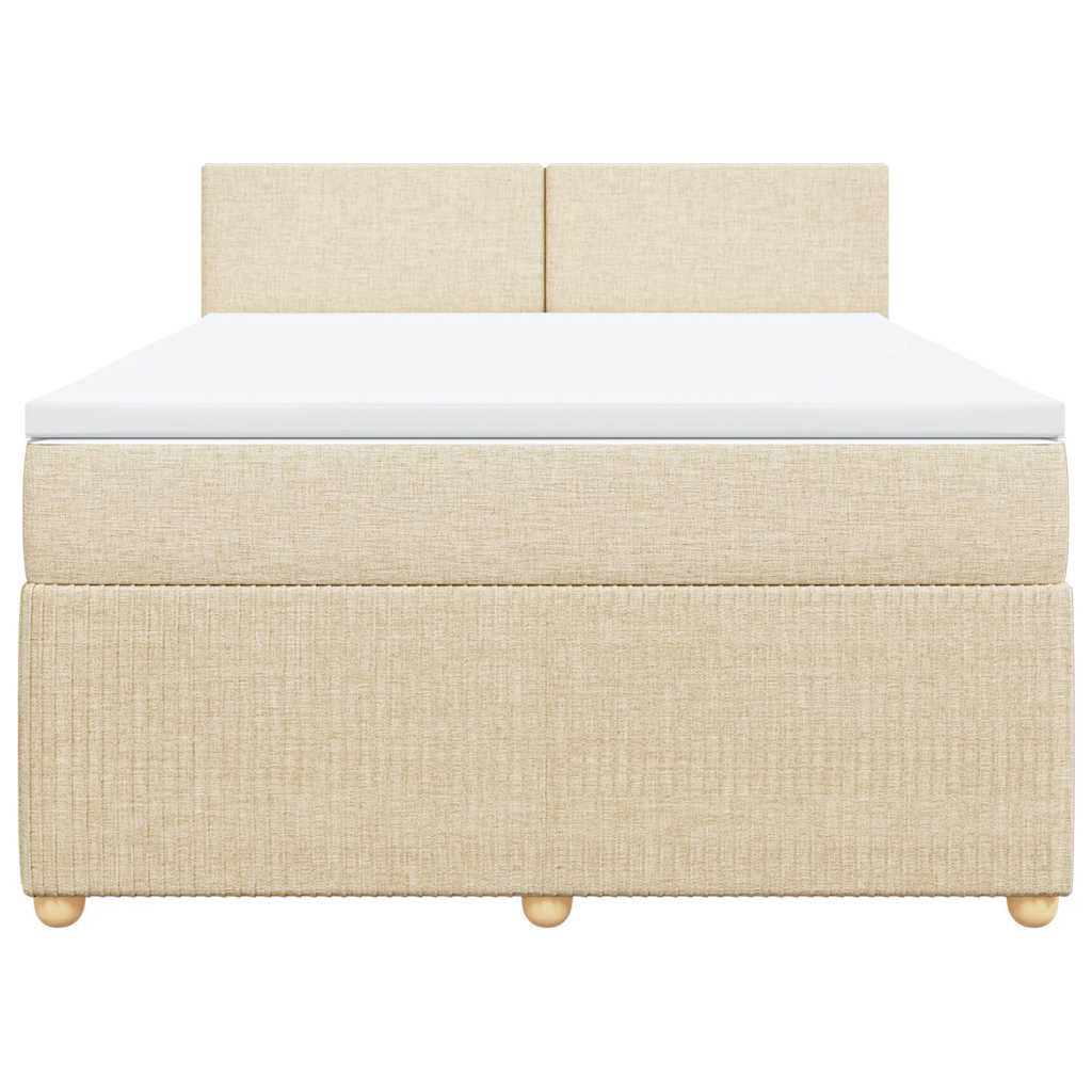 Krevet s oprugama i madracem krem 140 x 190 cm od tkanine