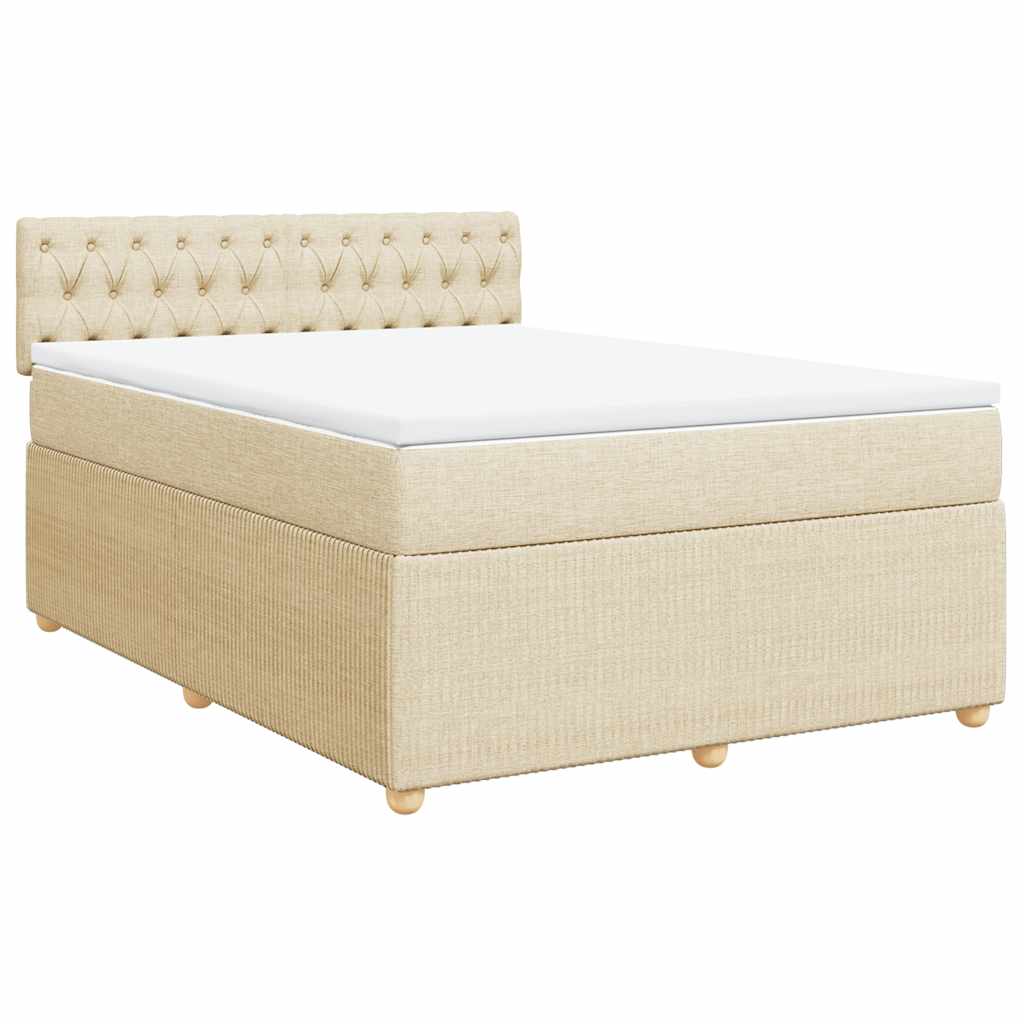 Krevet s oprugama i madracem krem 140 x 190 cm od tkanine
