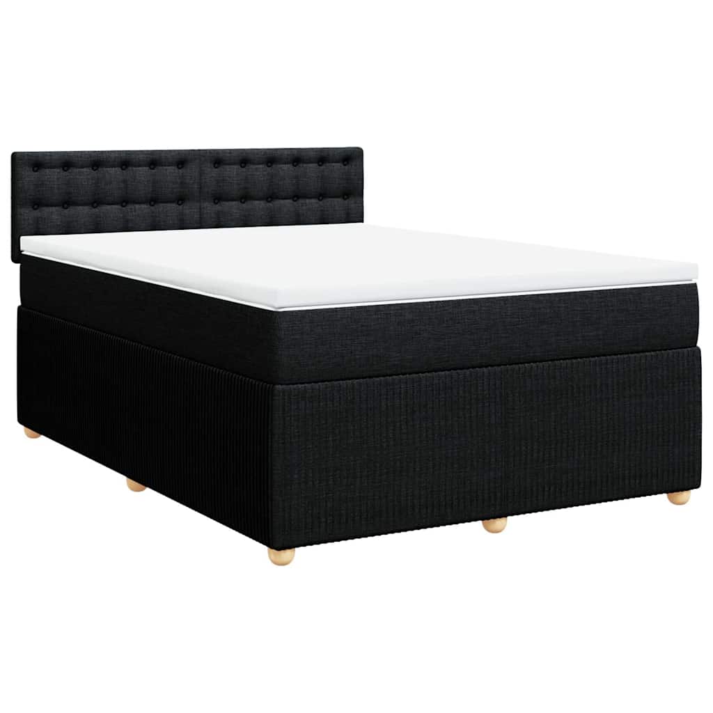 Krevet s oprugama i madracem crni 140 x 190 cm od tkanine