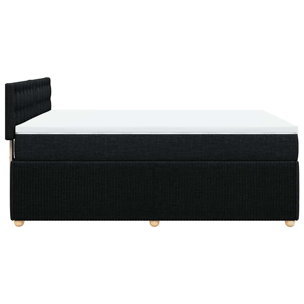 Krevet s oprugama i madracem crni 140 x 190 cm od tkanine