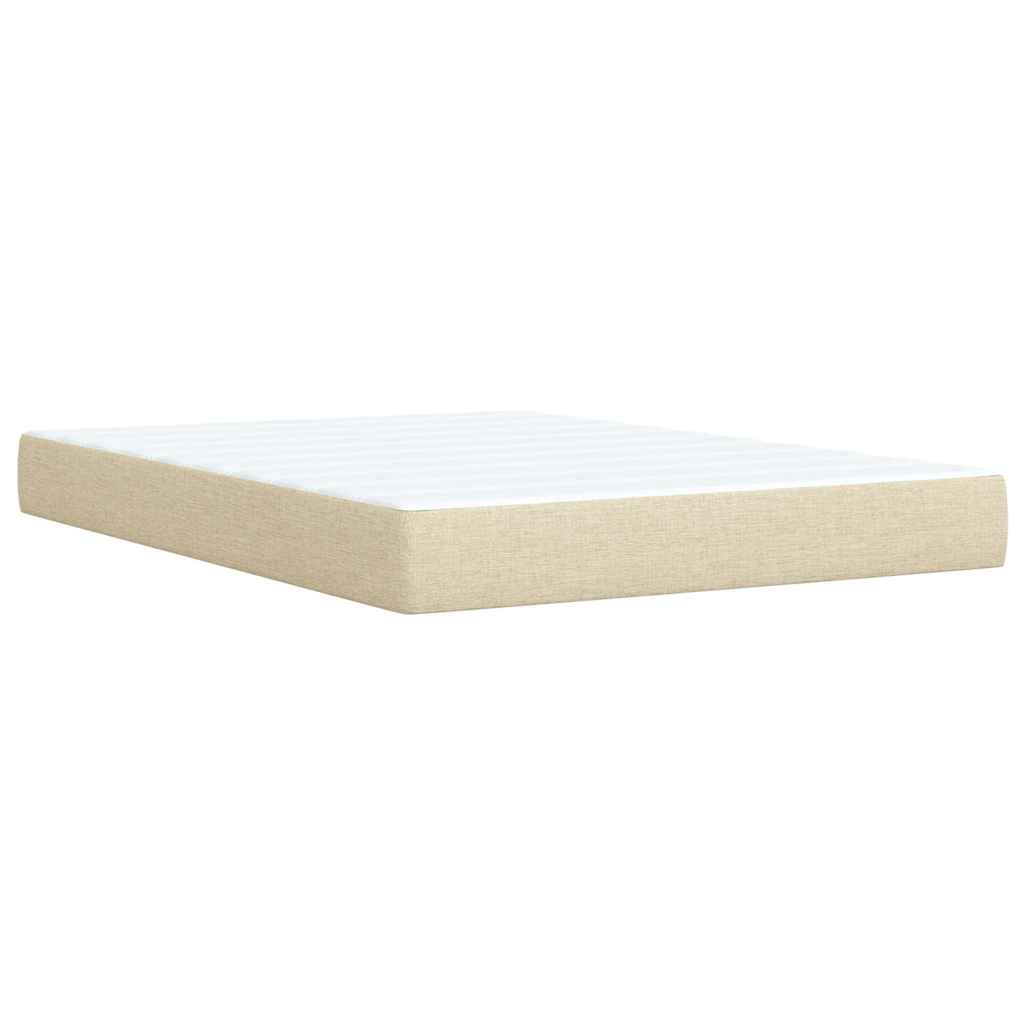 Krevet s oprugama i madracem krem 140x200 cm od tkanine