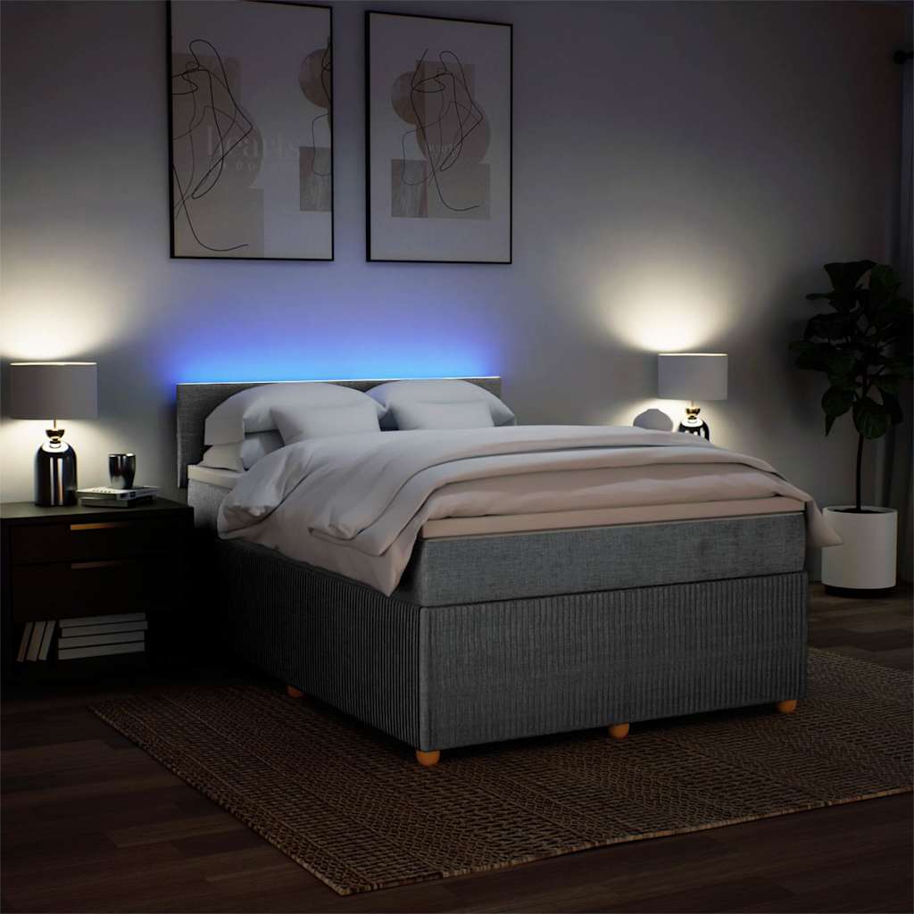 Krevet box spring s madracem svjetlosiva 160x200 cm tkanina