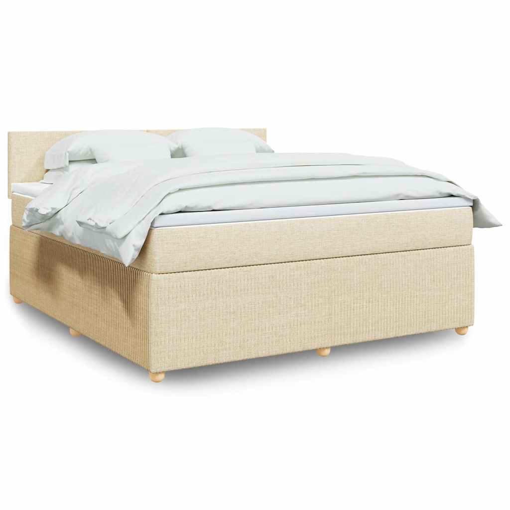 Krevet s oprugama i madracem krem 180x200 cm od tkanine