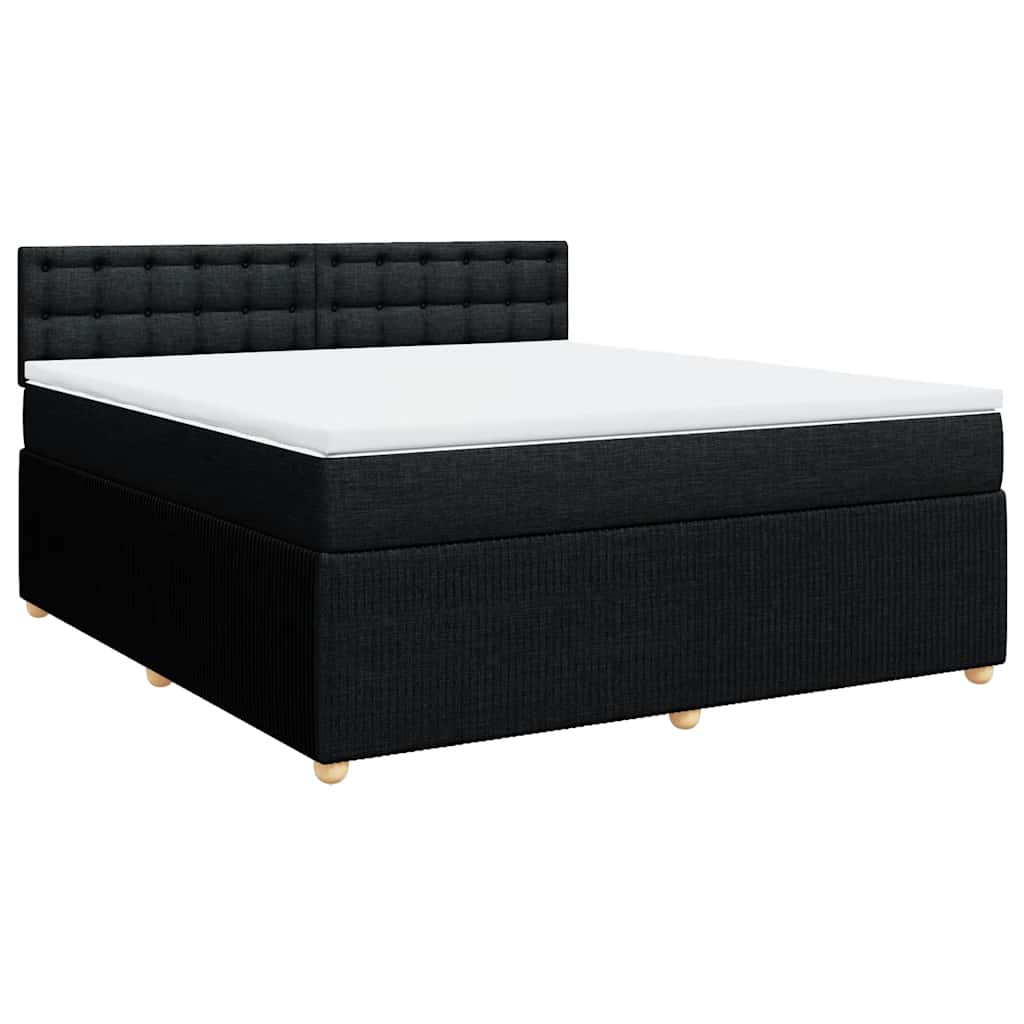 Krevet s oprugama i madracem crni 180x200 cm od tkanine