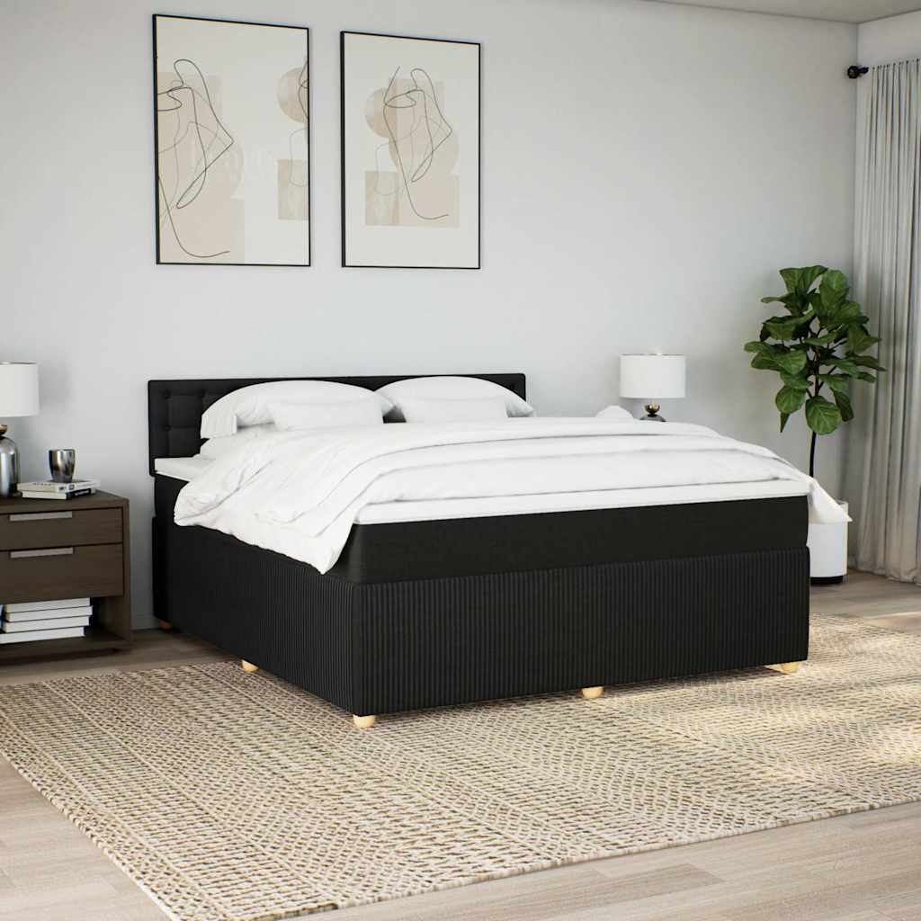 Krevet s oprugama i madracem crni 180x200 cm od tkanine