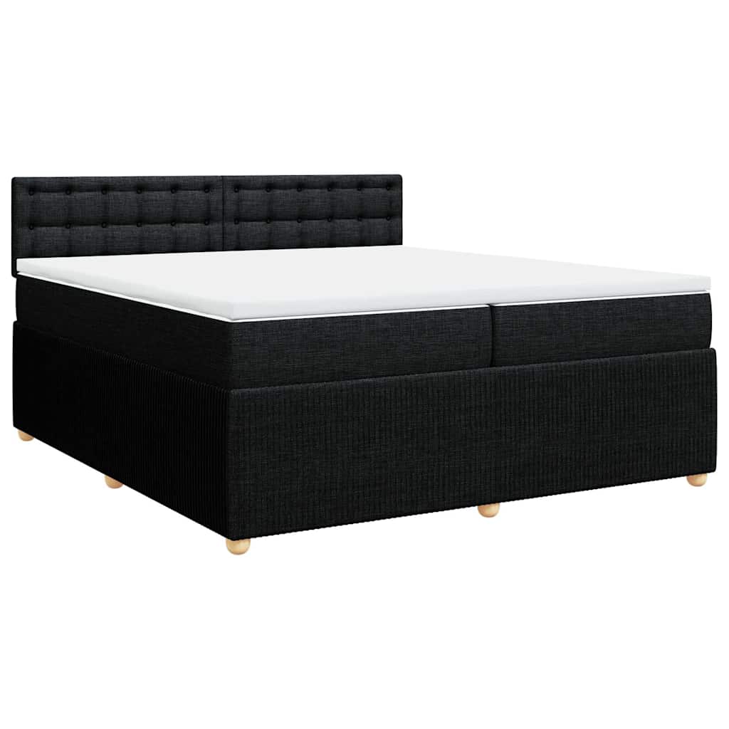Krevet s oprugama i madracem crni 200x200 cm od tkanine