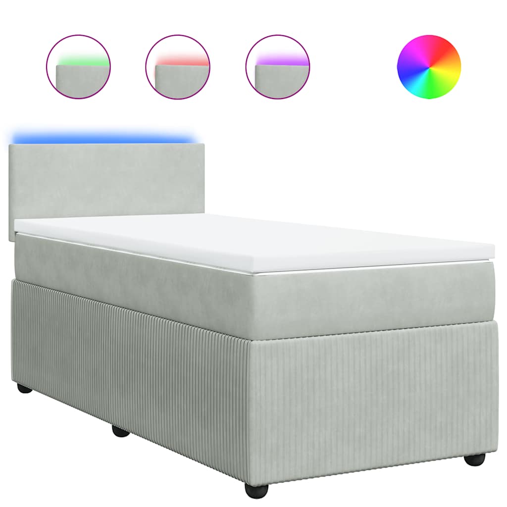 Box spring krevet s madracem svjetlosivi 80 x 200 cm baršunasti
