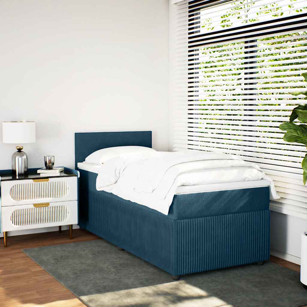 Box spring krevet s madracem plavi 80 x 200 cm baršunasti
