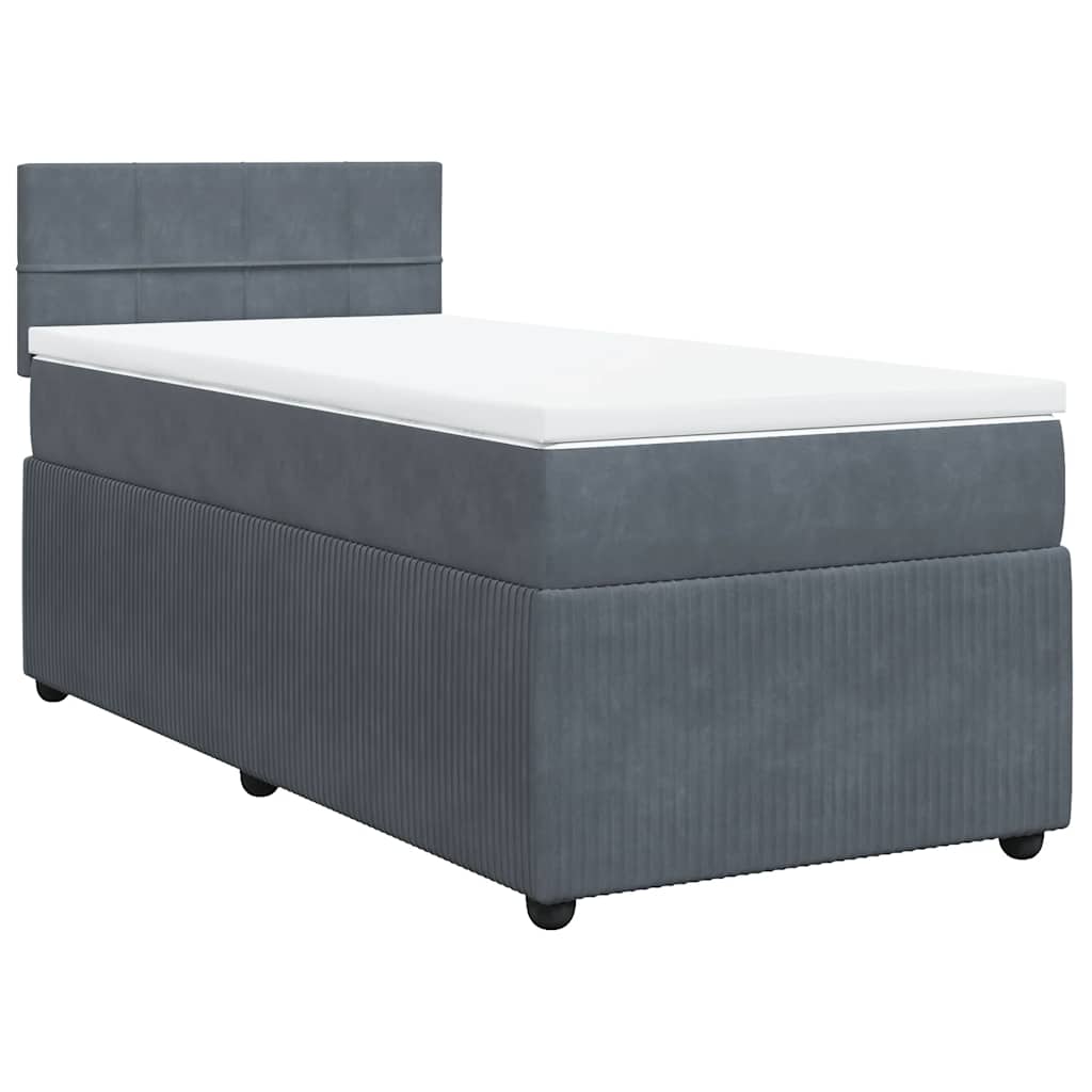 Box spring krevet s madracem tamnosivi 80 x 200 cm baršunasti