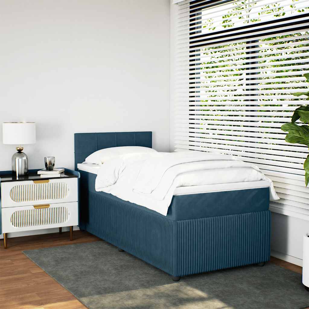 Box spring krevet s madracem plavi 80 x 200 cm baršunasti