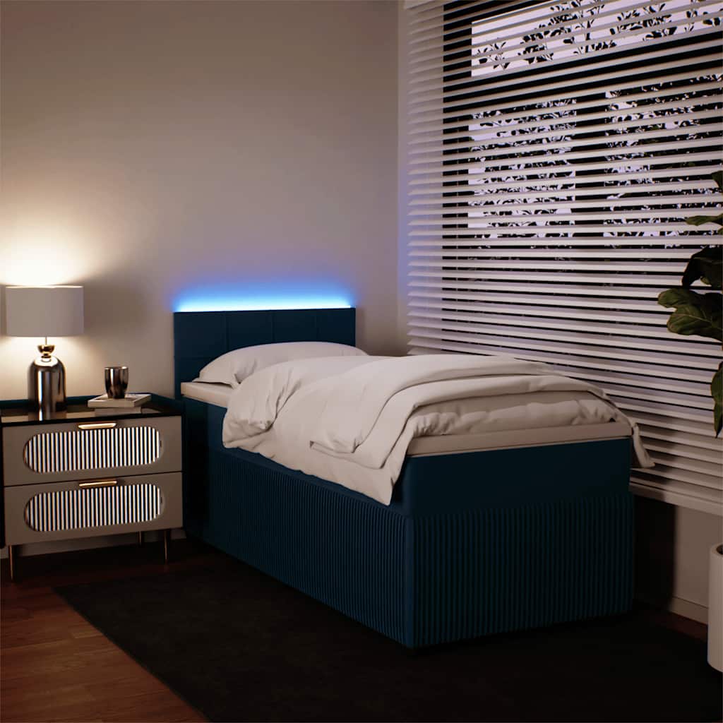 Box spring krevet s madracem plavi 80 x 200 cm baršunasti