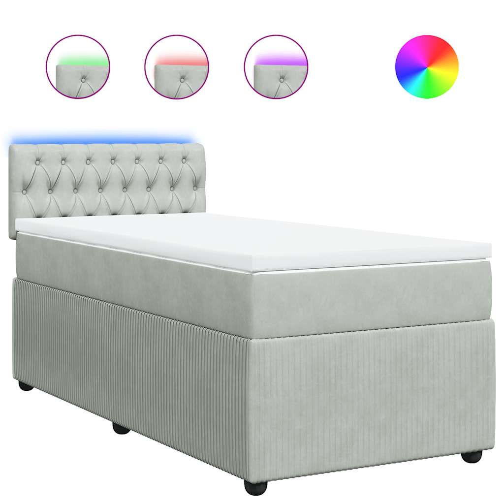 Box spring krevet s madracem svjetlosivi 80 x 200 cm baršunasti