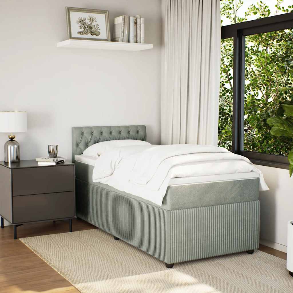 Box spring krevet s madracem svjetlosivi 80 x 200 cm baršunasti