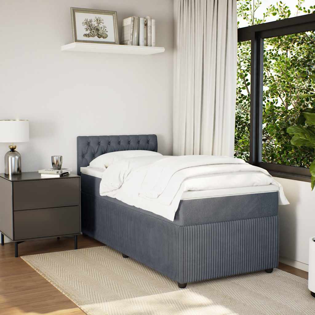 Box spring krevet s madracem tamnosivi 80 x 200 cm baršunasti