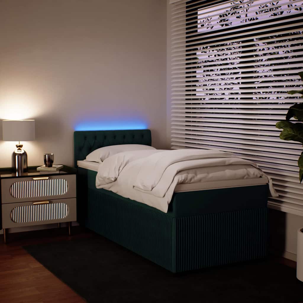 Box spring krevet s madracem tamnozeleni 80 x 200 cm baršunasti