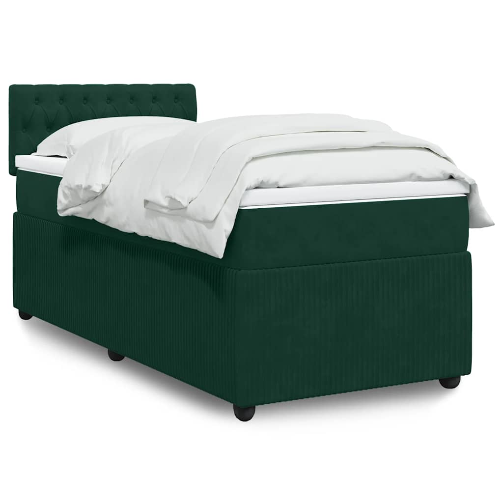 Box spring krevet s madracem tamnozeleni 80 x 200 cm baršunasti