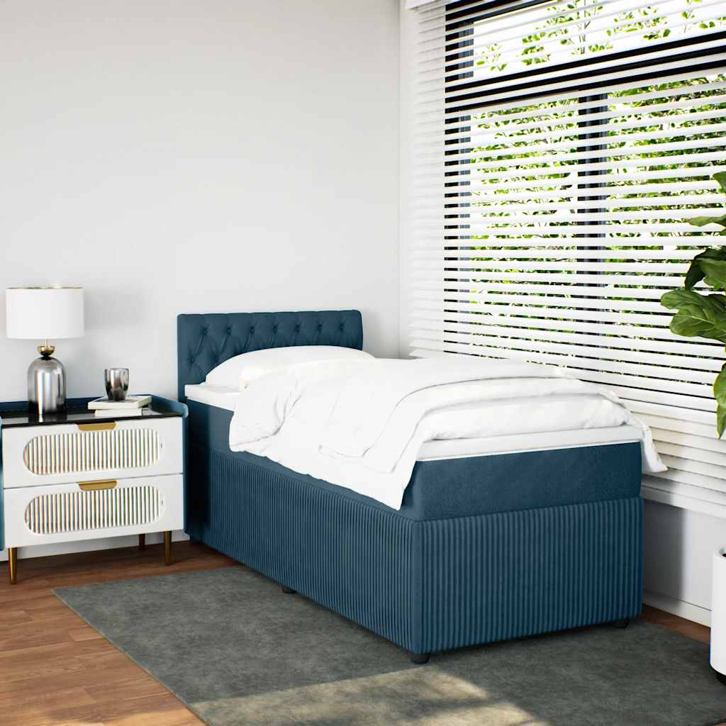 Box spring krevet s madracem plavi 80 x 200 cm baršunasti
