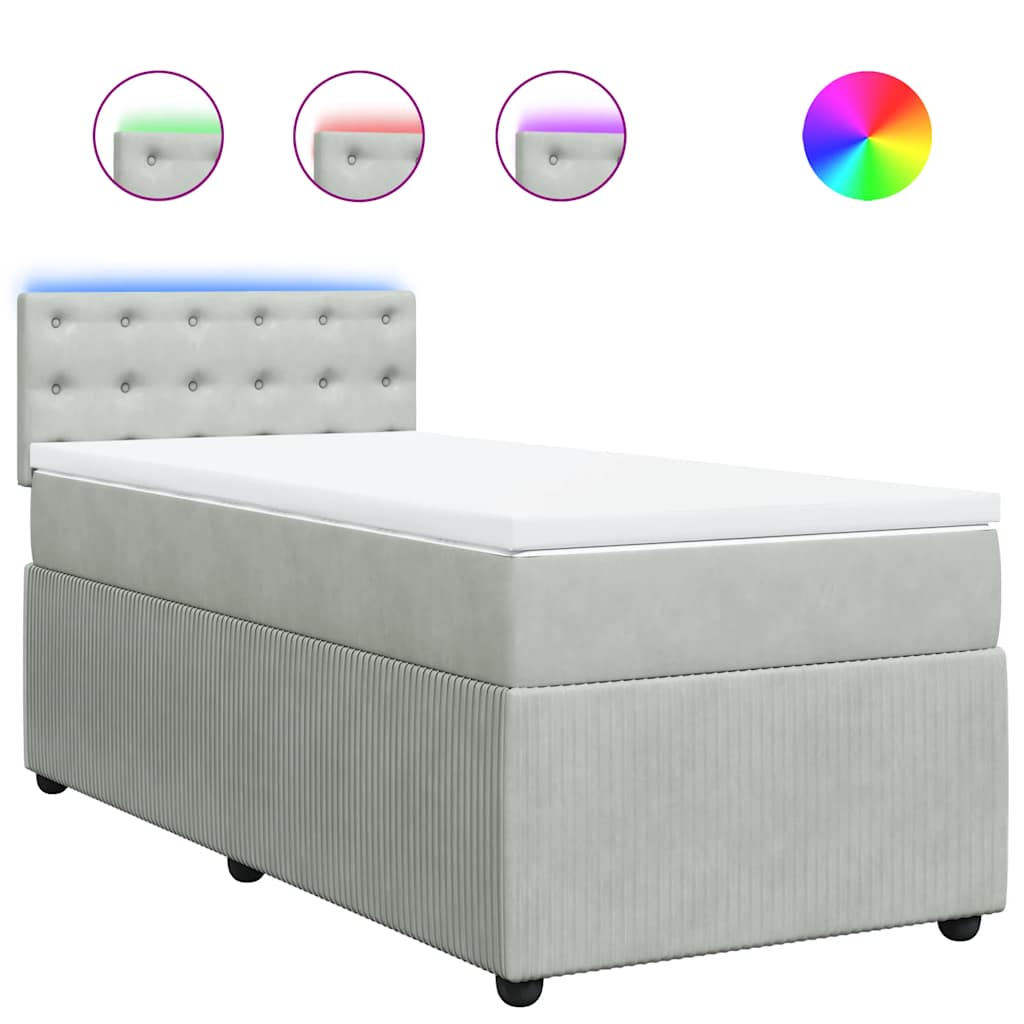 Box spring krevet s madracem svjetlosivi 80 x 200 cm baršunasti