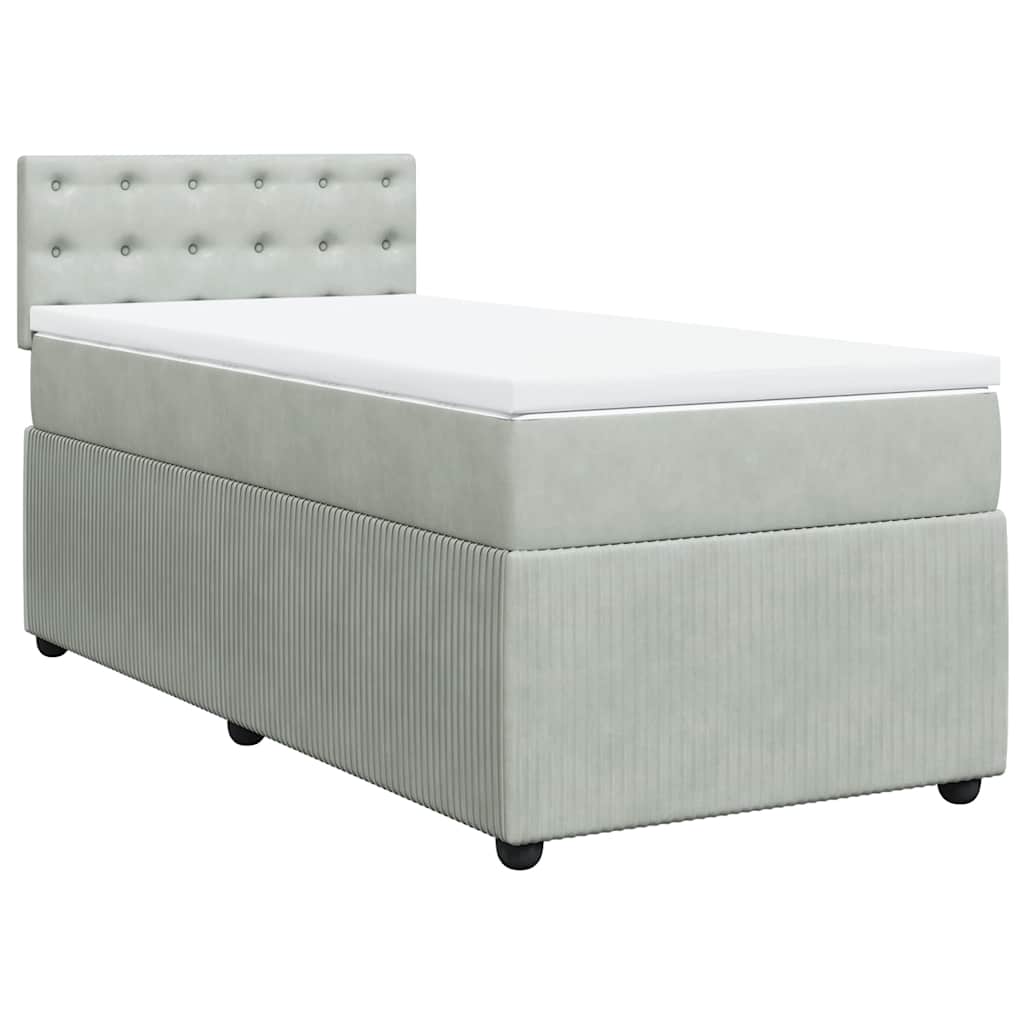 Box spring krevet s madracem svjetlosivi 80 x 200 cm baršunasti