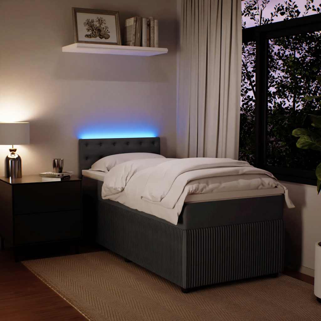 Box spring krevet s madracem tamnosivi 80 x 200 cm baršunasti