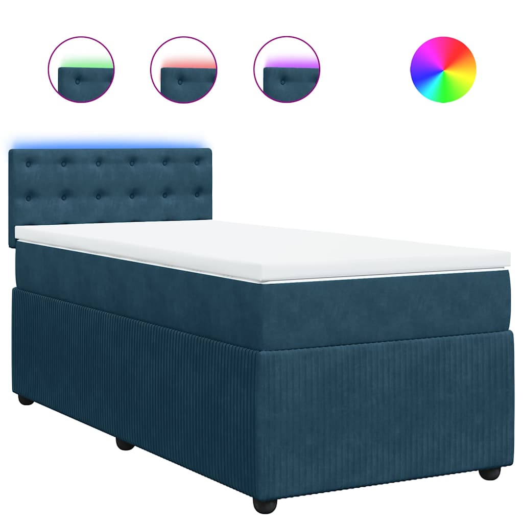 Box spring krevet s madracem plavi 80 x 200 cm baršunasti