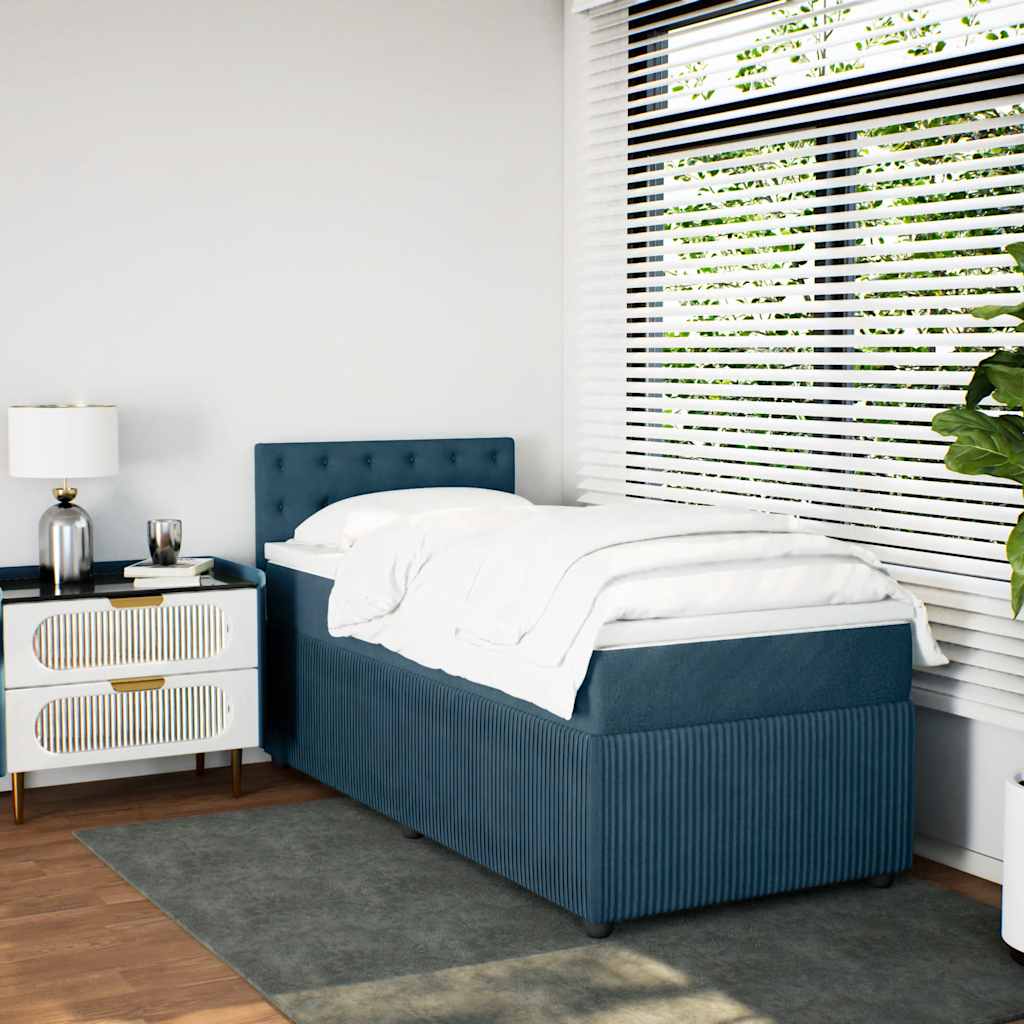 Box spring krevet s madracem plavi 80 x 200 cm baršunasti