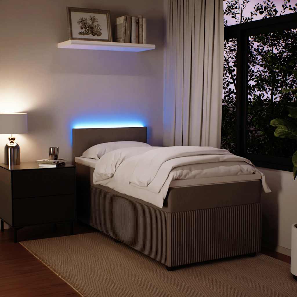 Box spring krevet s madracem svjetlosivi 90x190 cm baršunasti