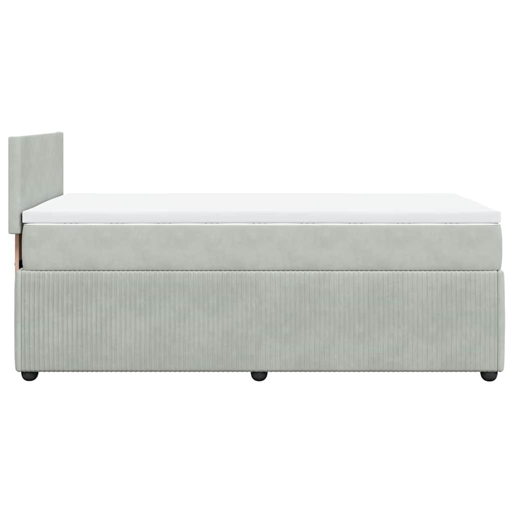 Box spring krevet s madracem svjetlosivi 90x190 cm baršunasti