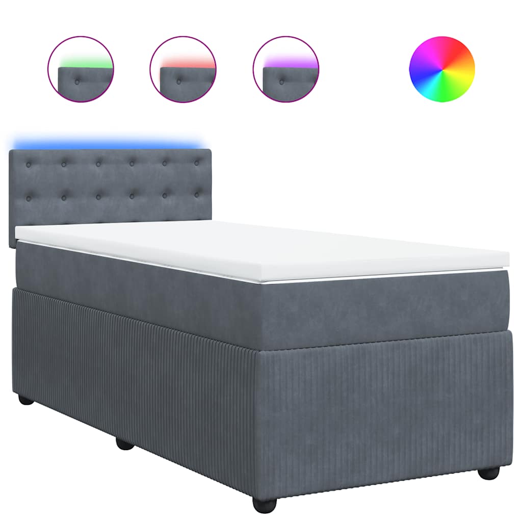 Box spring krevet s madracem tamnosivi 90x190 cm baršunasti
