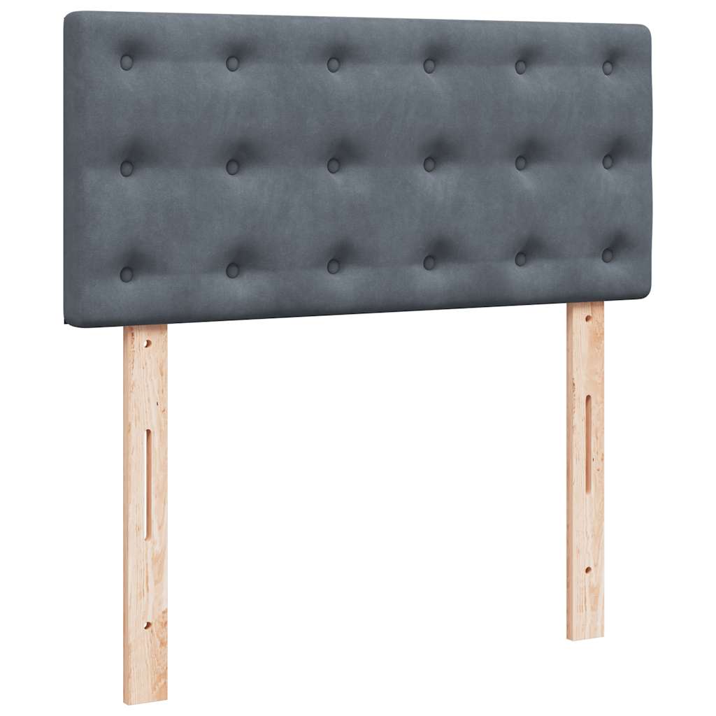 Box spring krevet s madracem tamnosivi 90x190 cm baršunasti