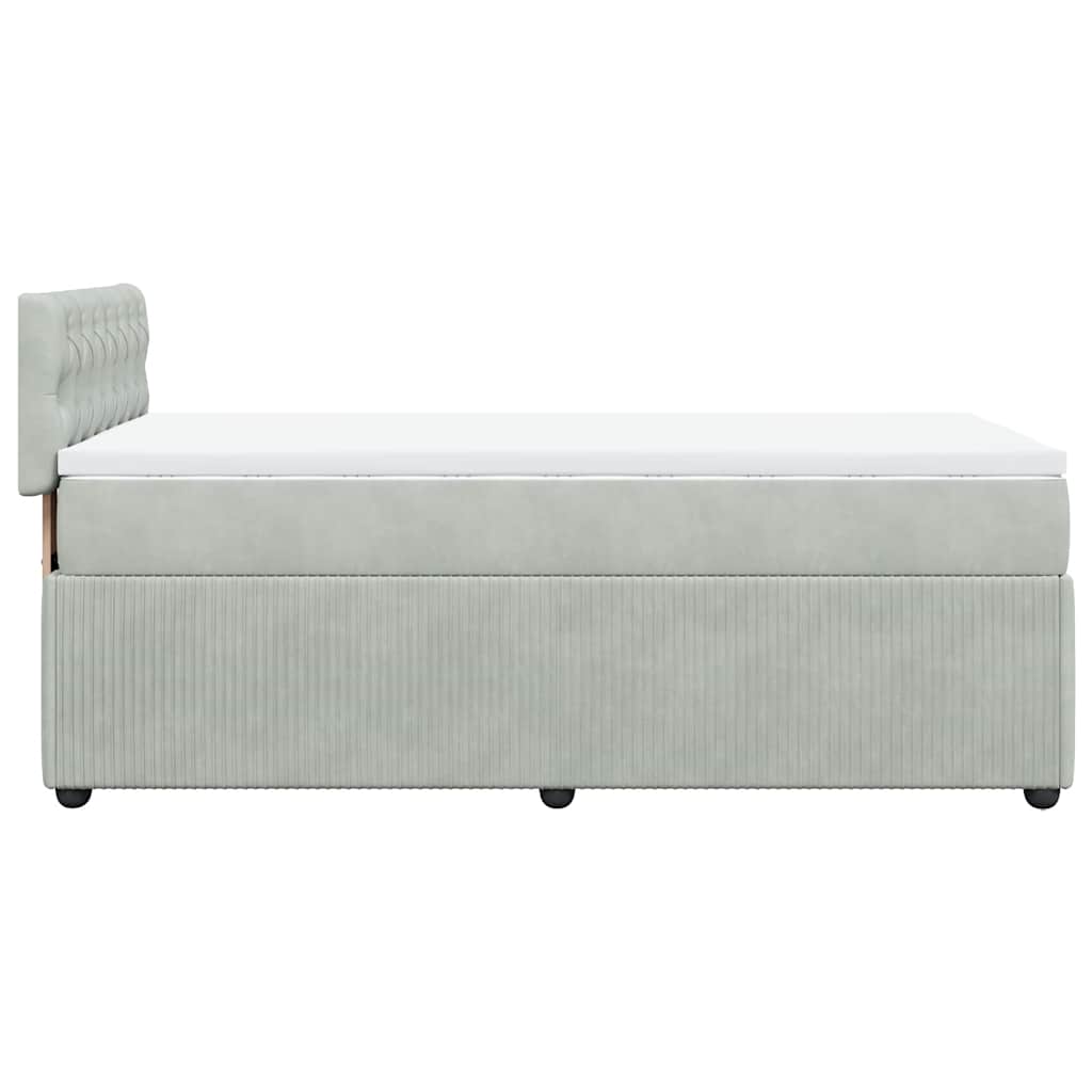 Box spring krevet s madracem svjetlosivi 90x190 cm baršunasti