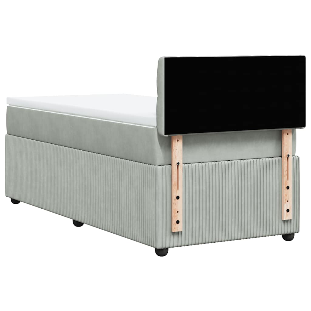 Box spring krevet s madracem svjetlosivi 90x190 cm baršunasti