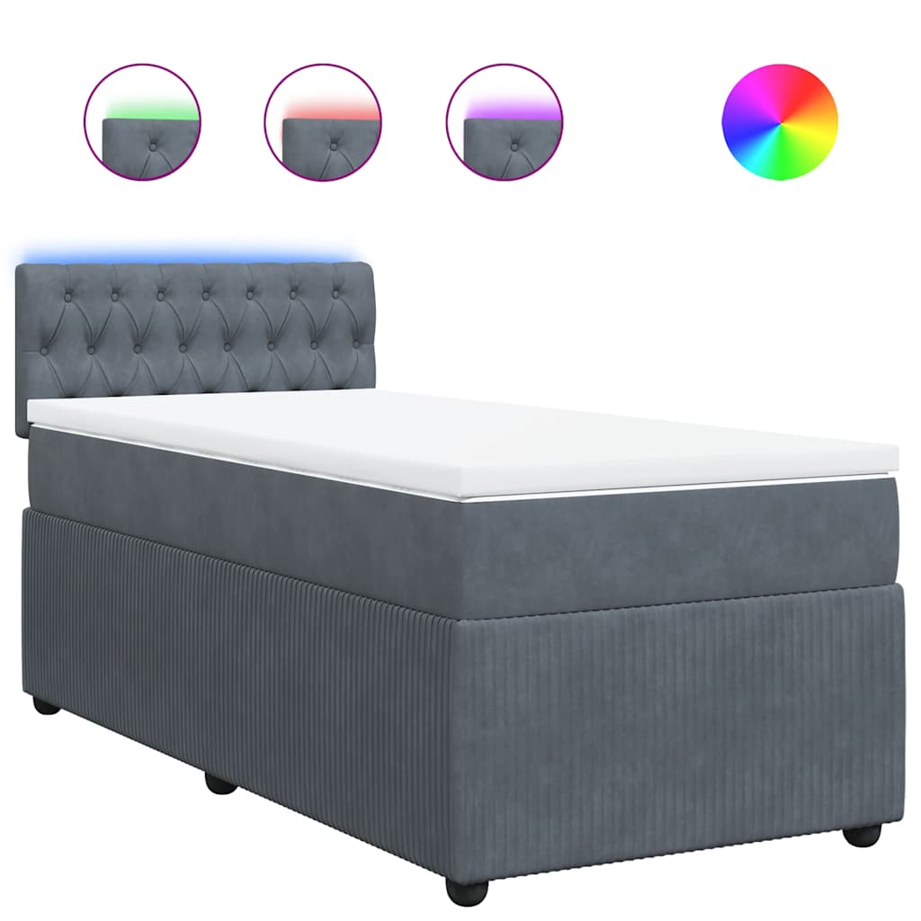 Box spring krevet s madracem tamnosivi 90x190 cm baršunasti
