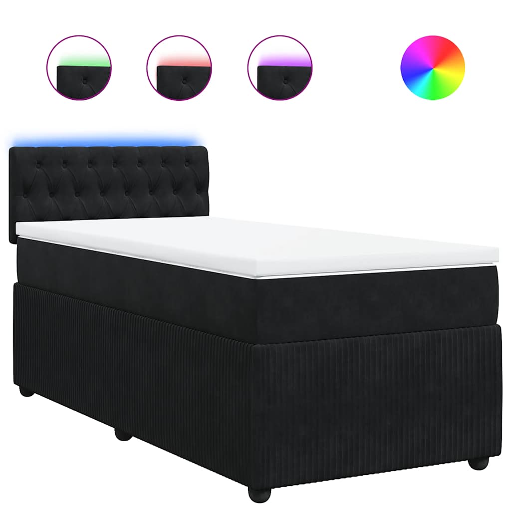 Box spring krevet s madracem crni 90x190 cm baršunasti