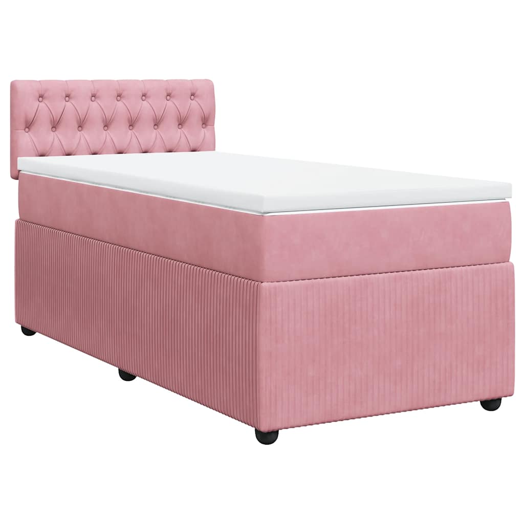 Box spring krevet s madracem ružičasti 90x190 cm baršunasti