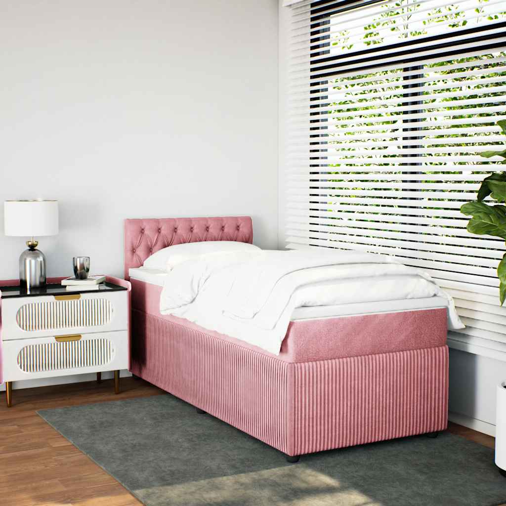 Box spring krevet s madracem ružičasti 90x190 cm baršunasti