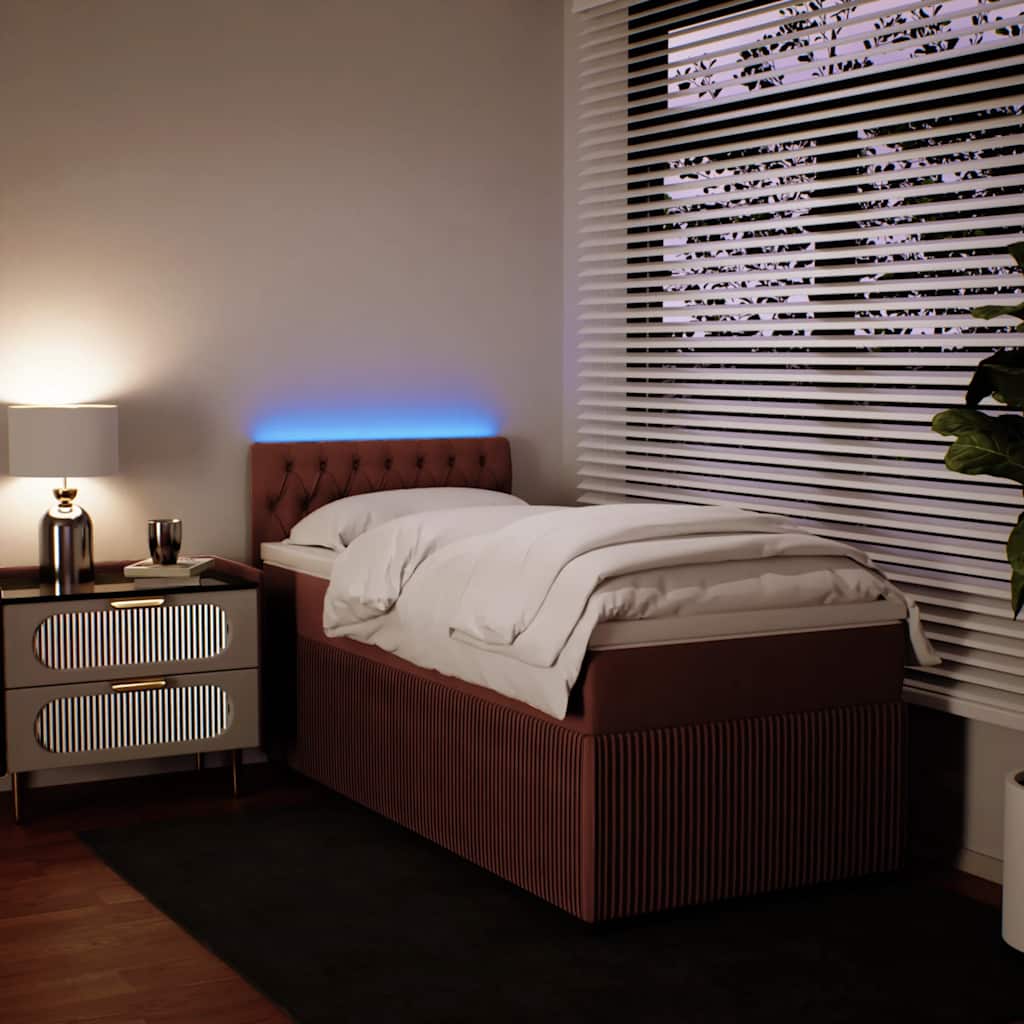 Box spring krevet s madracem ružičasti 90x190 cm baršunasti