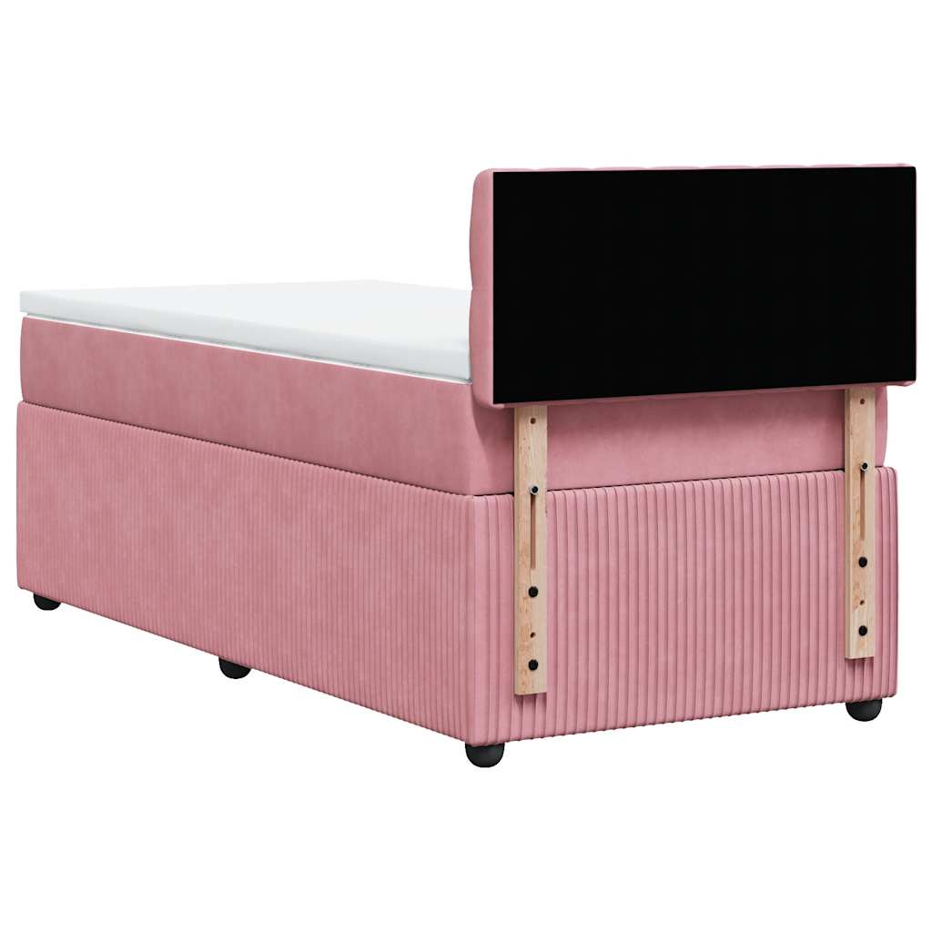 Box spring krevet s madracem ružičasti 90x190 cm baršunasti