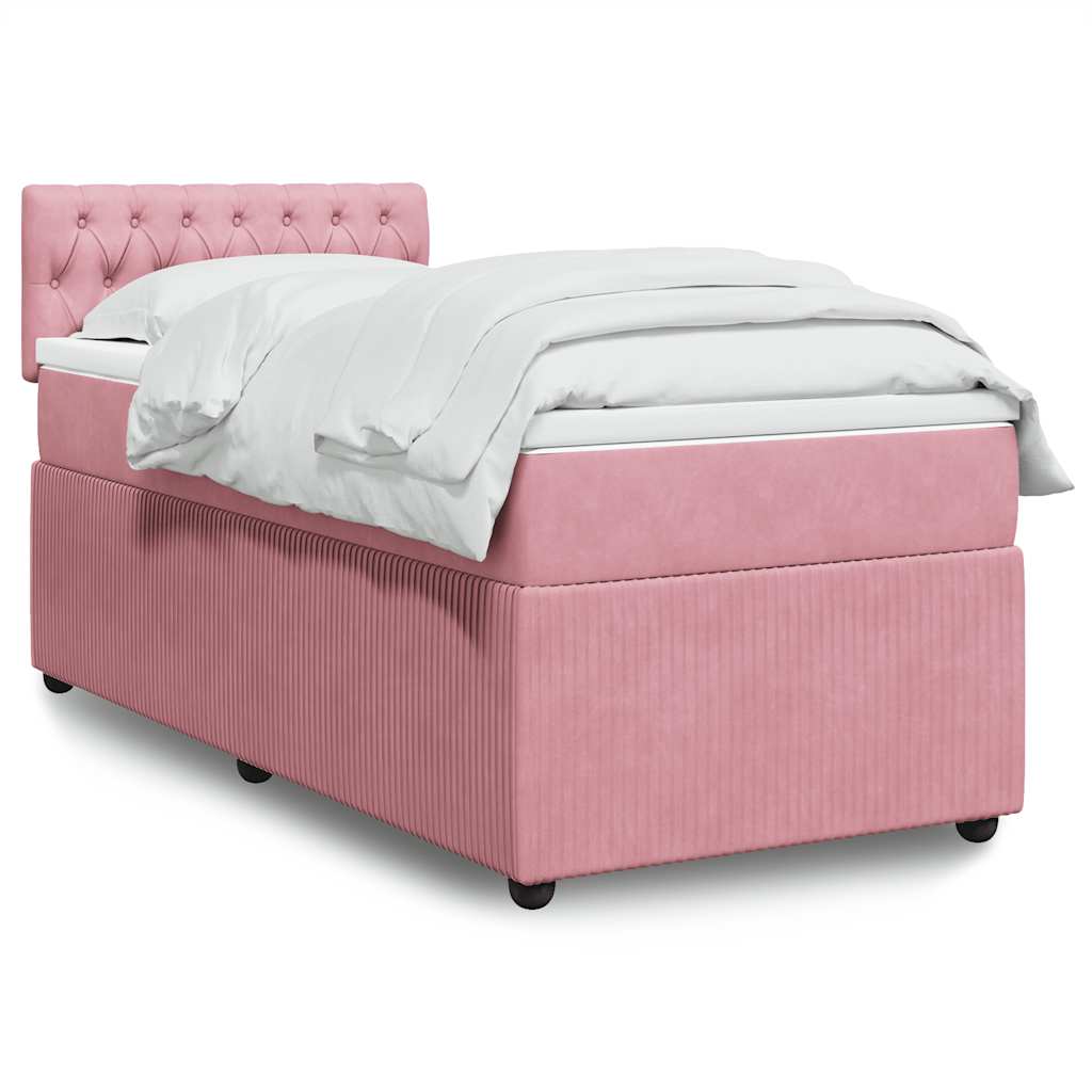 Box spring krevet s madracem ružičasti 90x190 cm baršunasti