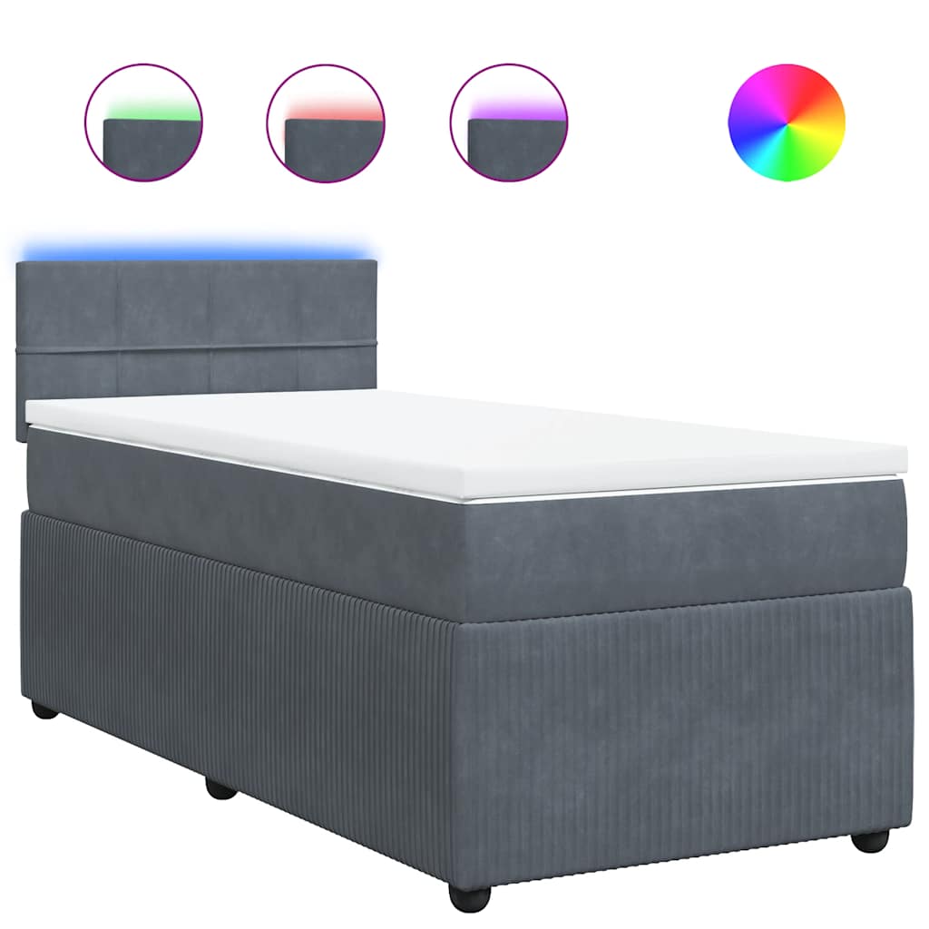 Box spring krevet s madracem tamnosivi 90x190 cm baršunasti