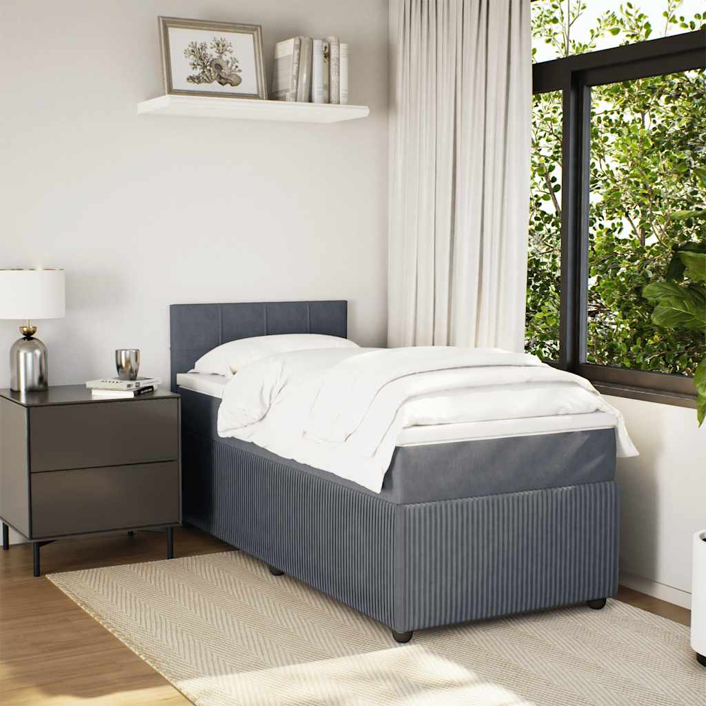 Box spring krevet s madracem tamnosivi 90x190 cm baršunasti