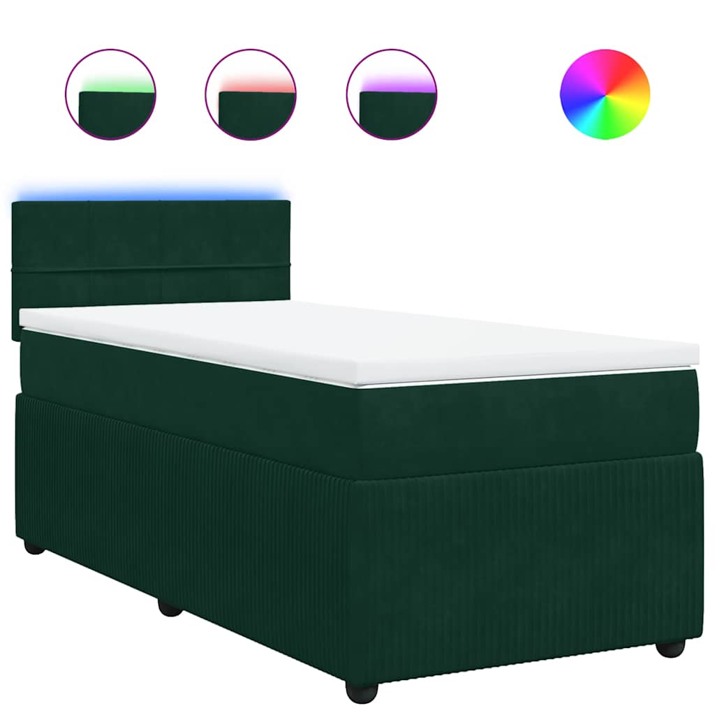 Box spring krevet s madracem tamnozeleni 90x190 cm baršunasti