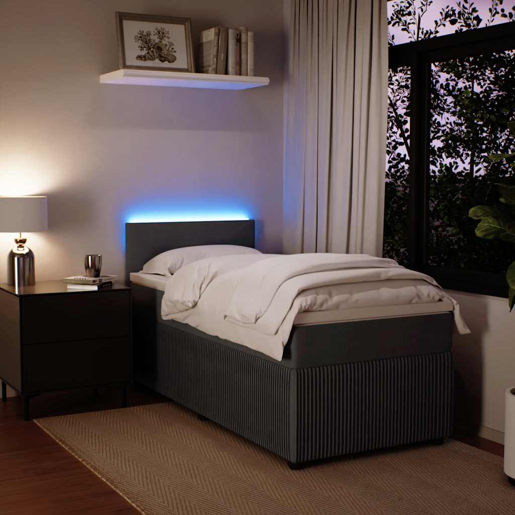 Box spring krevet s madracem tamnosivi 90x200 cm baršunasti