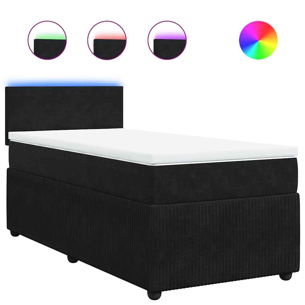 Box spring krevet s madracem crni 90x200 cm baršunasti