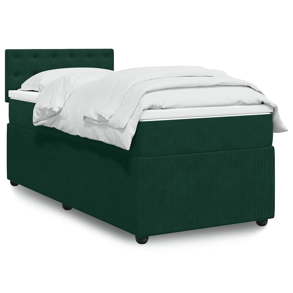 Box spring krevet s madracem tamnozeleni 90x200 cm baršunasti